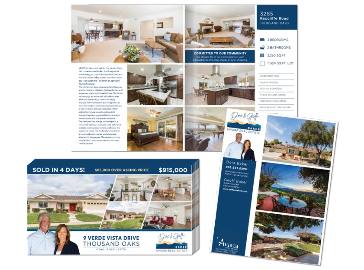 Your home will have full-color, brochure-style flyers and mailers created by our graphic designer.